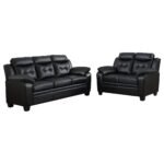 Finley 2-piece Upholstered Padded Arm Tufted Sofa Set Black - Image 2