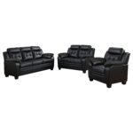 Finley 3-piece Upholstered Padded Arm Tufted Sofa Set Black - Image 2