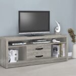 Burke 2-drawer Engineered Wood 59-inch TV Stand Grey Driftwood