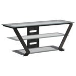 Donlyn 2-tier Metal 50-inch TV Stand with Glass Shelves Black - Image 2