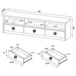 Rutland 78-inch 3-drawer TV Stand Media Console Black - Image 5