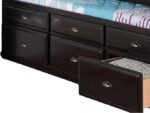 Wood Twin Size Storage Bed,Trundle Bed, Bookcase Headboard Black - Image 4