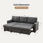 Lucca Linen Dark Gray Reversible Sleeper Sectional - Image 2