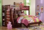 Twin Over Full Loft With With Ladder, 6 Drawers, Shelves Dark Brown