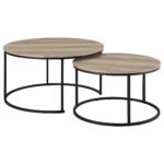 Lainey 2-piece Round Nesting Coffee Table Oak - Image 3