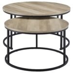 Lainey 2-piece Round Nesting Coffee Table Oak - Image 2