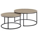 Lainey 2-piece Round Nesting Coffee Table Oak - Image 4