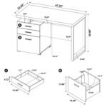 Brennan 47-inch 3-drawer Office Computer Desk Grey - Image 3