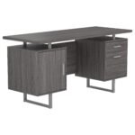 Lawtey 60-inch 2-drawer Office Computer Desk Grey - Image 2