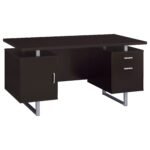 Lawtey 60-inch 2-drawer Office Computer Desk Dark Brown - Image 2
