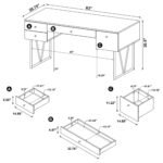 Analiese 63-inch 4-drawer Writing Desk Grey - Image 3