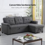 Lucca Linen Dark Gray Reversible Sleeper Sectional - Image 5