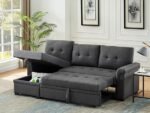 Lucca Linen Dark Gray Reversible Sleeper Sectional - Image 3