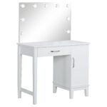 Elijah Vanity Set with Lighting & Stool White and Dark Grey - Image 4