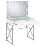 Eliza Vanity Set with Lighting & Stool White and Chrome - Image 3