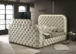 Valentina Platform Bed LED  fireplace 55 Inches TV Stand Black & Beige - Image 2