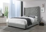 Sasha Upholstered Wingback Bed Black & Grey - Image 2