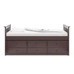 Milton Twin Platfrom Bed With Trundle 3 Drawers Dark Brown - Image 6