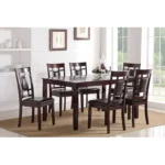 Updated Wooden 7-pcs Dining Dark Brown - Image 2