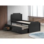 Twin Platfrom Bed With Trundle 3 Drawers Black - Image 3