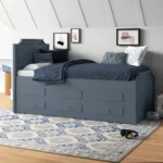 Twin Platfrom Bed With Trundle 3 Drawers Grey - Image 7