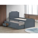 Twin Platfrom Bed With Trundle 3 Drawers Grey - Image 3