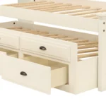 Wood Twin Size Storage Bed,Trundle Bed, Bookcase Headboard White - Image 5