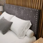 Starlett Velvet Bed With Diamonds Color Grey - Image 5