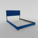 Starlett Velvet Bed With Diamonds Blue - Image 4