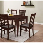 SIMON 7-Pieces Wooden Dining Set Grey & Brown - Image 8