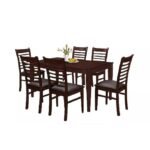 SIMON 7-Pieces Wooden Dining Set Grey & Brown - Image 4