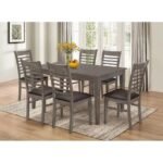 SIMON 7-Pieces Wooden Dining Set Grey & Brown - Image 3
