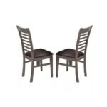 SIMON 7-Pieces Wooden Dining Set Grey & Brown - Image 7