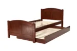 Twin Platfrom Bed With Trundle Dark Brown - Image 2