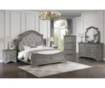 Selena Upholstered Wooden Panel Bed Frame Grey - Image 2