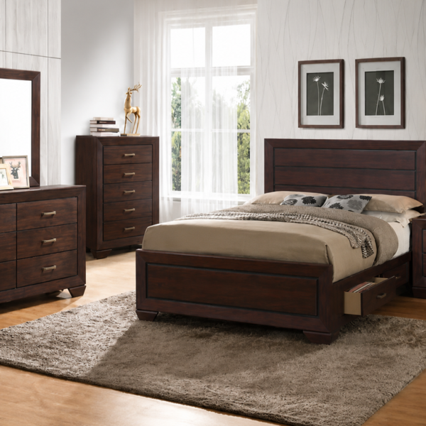 Kauffman Wooden Storage Bedroom Set Washed Taupe & Dark Cocoa