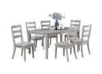 Victor 7-Pieces Wooden dining Set Light Grey - Image 2
