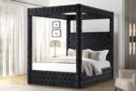 Mira Upholstered Canopy Bed Grey & Black - Image 2
