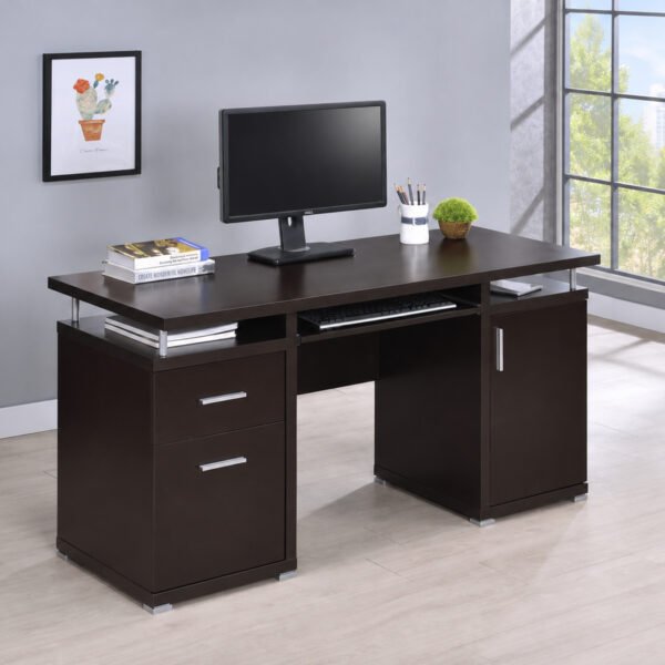 Tracy 55-inch 2-drawer Office Computer Desk Dark Brown