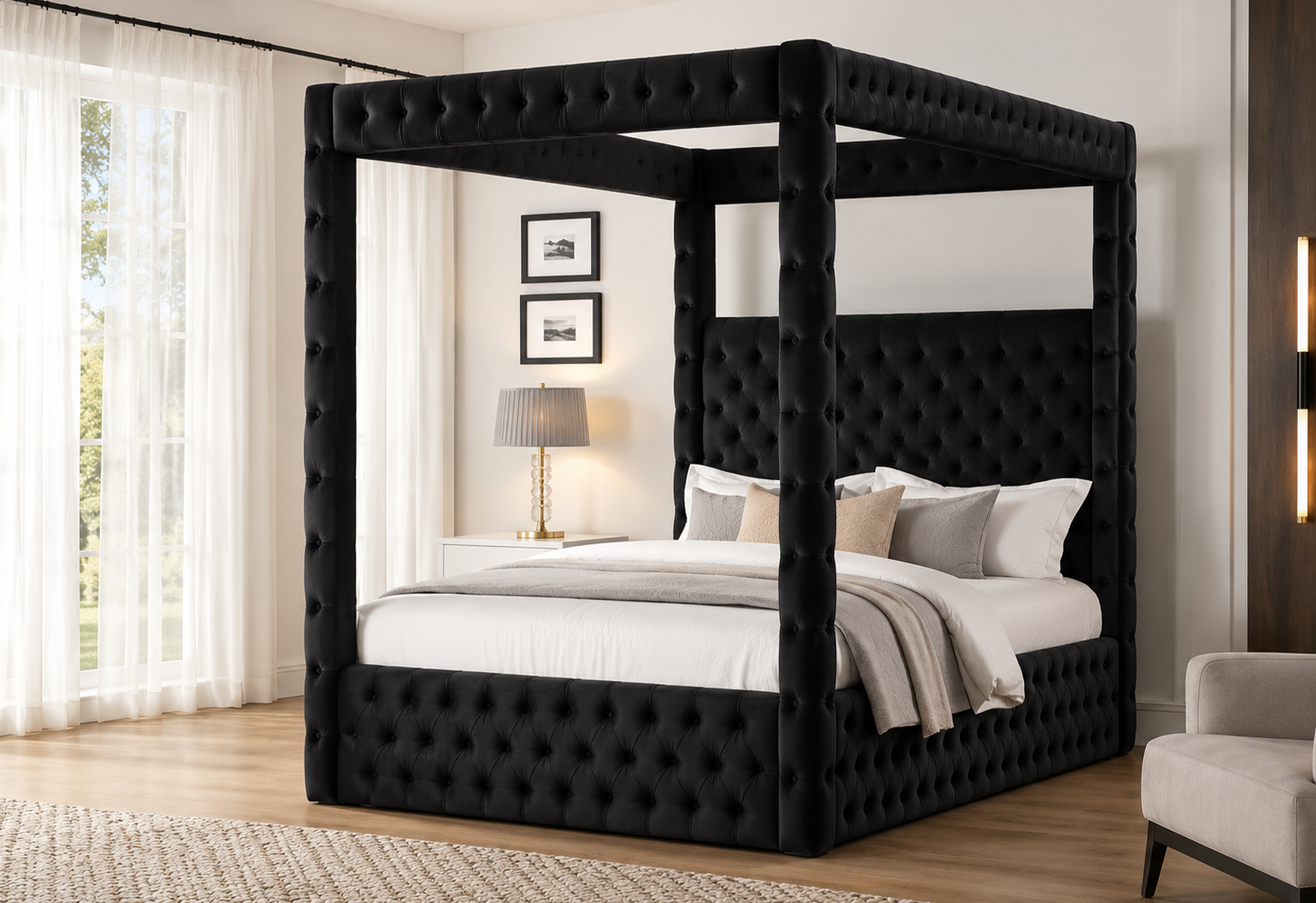 11111 Mira Conopy Bed in Black - Image 1