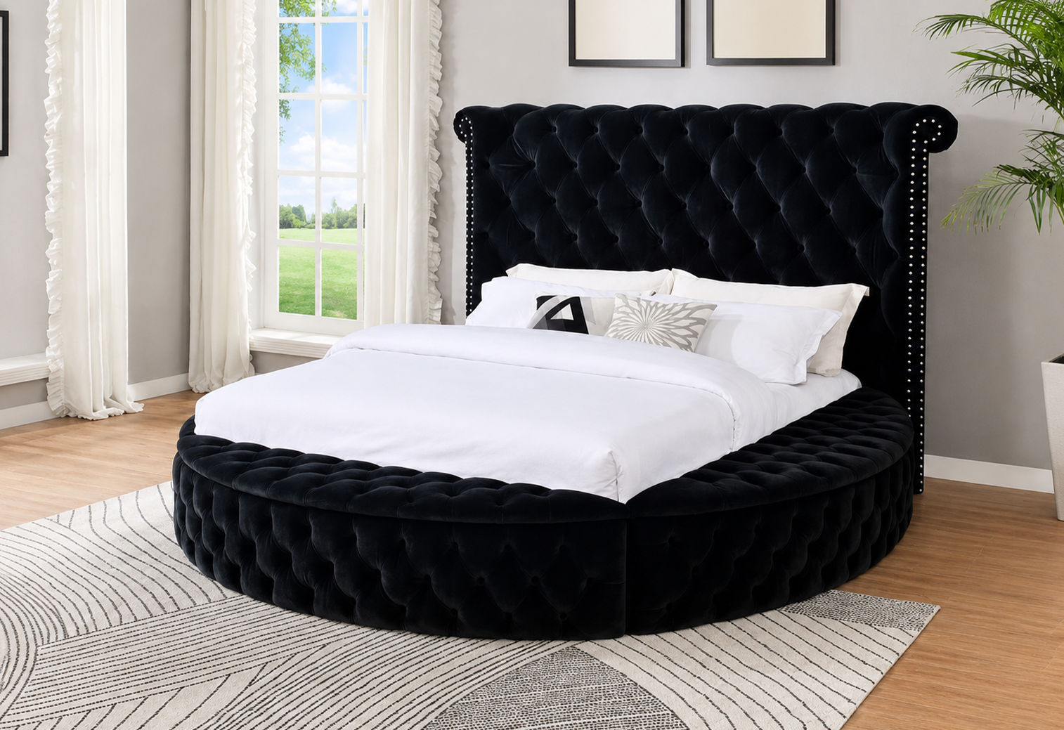 212121 Serene King Upholstered Panel Bed with Storage (155242/155241/155243/155244) - Image 1