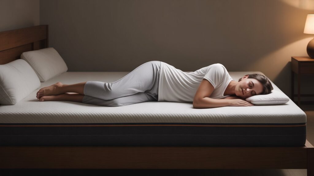 Best mattress for back and hip pain showing proper spinal alignment in Arlington TX
