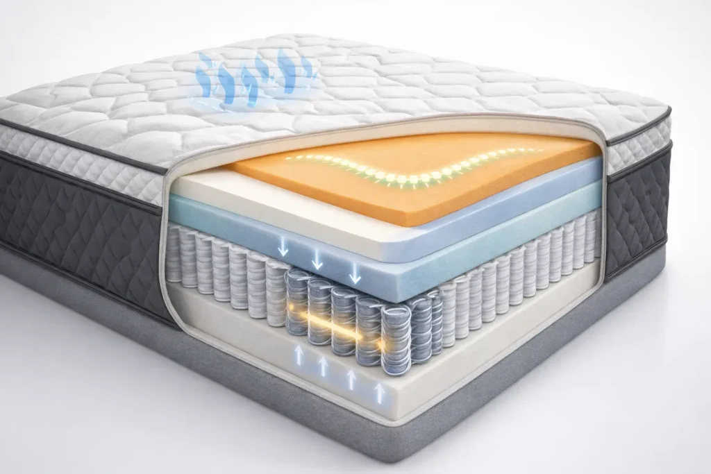 Hybrid mattress with coils for back support Texas