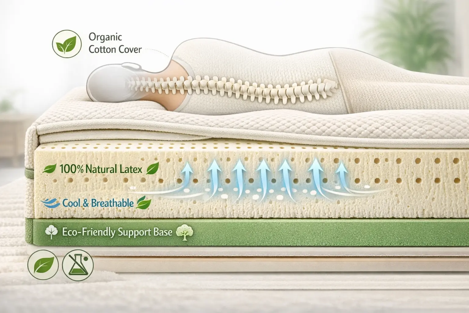 Natural latex mattress for back pain Arlington showroom