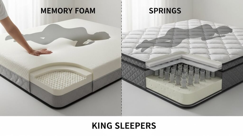 Memory foam and innerspring mattresses each bring distinct benefits to king sleepers.