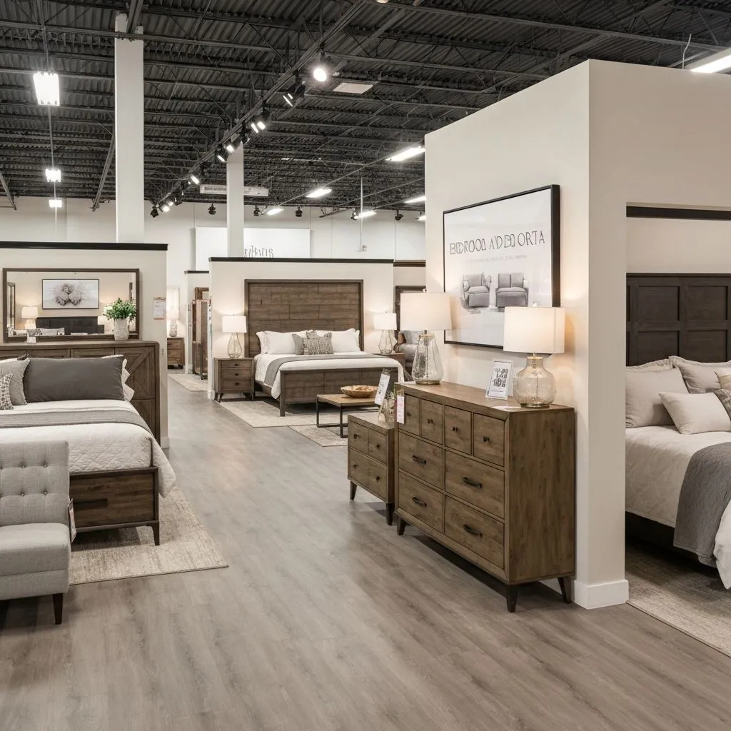 Arlington Texas furniture showroom at 1629 New York Ave displaying bedroom dresser and chest sets