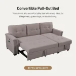 Ashlyn Light Gray Linen Sleeper Sectional - Saleem Furniture Mart