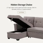 Ashlyn Light Gray Linen Sleeper Sectional - Saleem Furniture Mart