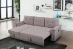 Ashlyn Light Gray Linen Sleeper Sectional - Saleem Furniture Mart