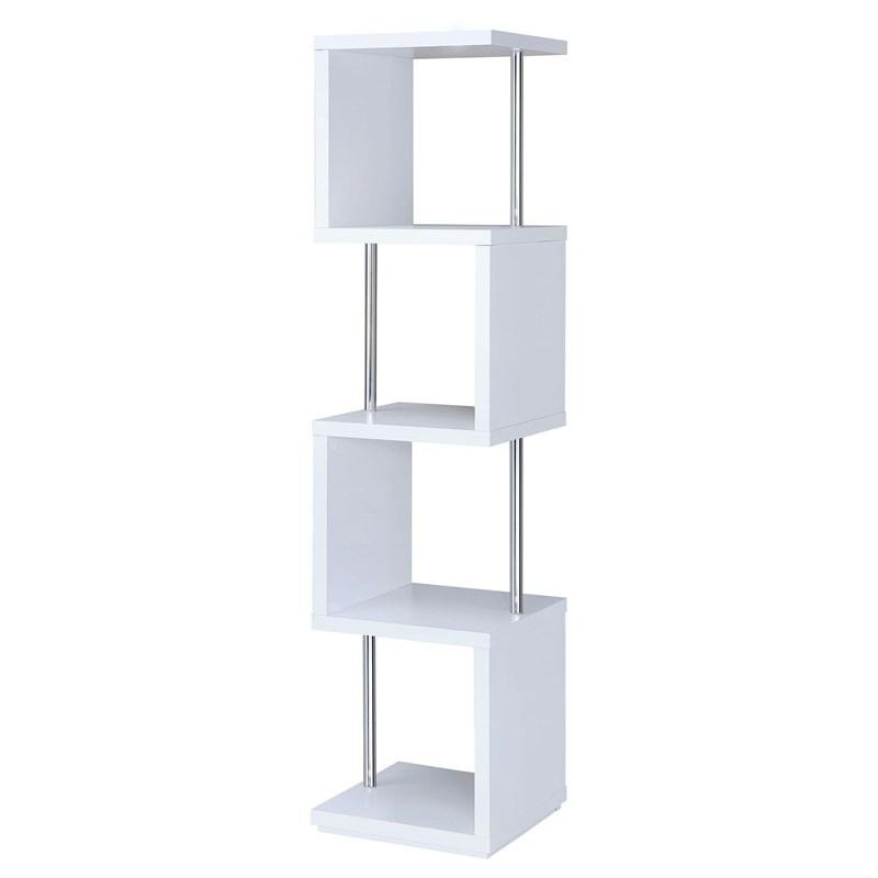Baxter 801418 67-inch 4-shelf Bookshelf - White and Chrome Baxter 801418 67-inch 4-shelf Bookshelf - White and Chrome